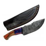 Damascus Steel Fixed Blade Knife w/ Sheath