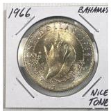 1966 Bahamas $1 .800 Silver UNC, Attractive Toning