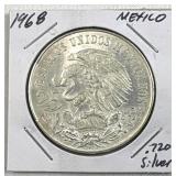 1968 Mexico 25 Pesos Olympics .720 Silver AU
