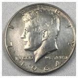 1964 Silver JFK Kennedy Half Dollar 50c Coin 90%