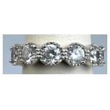 925 Silver Round-Cut Quartz Gemstone Eternity Band