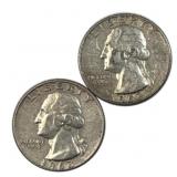 (2) 1963-P&D US Washington Quarters, 90% Silver