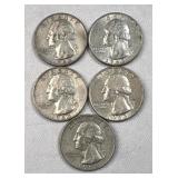 (5) 1963-D US Washington Quarters, 90% Silver