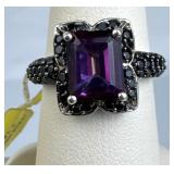 925 Silver Mystic Purple Topaz w. Black Tourmaline