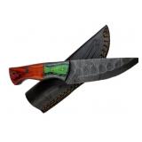 Damascus Steel Fixed Blade Knife w/ Sheath