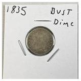 1835 Capped Bust Silver Dime, 10c US Coin