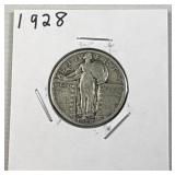 1928 Standing Liberty Silver Quarter, 25c US 90%