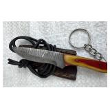 Damascus Steel Fixed Mini Knife w/ Sheath