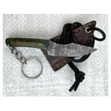 Damascus Steel Fixed Mini Knife w/ Sheath