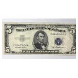 1953-A $5 Silver Certificate, US Blue Seal Note