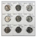 (9) 1979-D Susan B. Anthony Dollars, AU-UNC