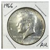 1966 Silver JFK Kennedy Half Dollar 50c 40% AU