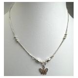 925 Silver Bead & Butterfly Charm Child Necklace