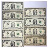 (9) 1976-1995 $2 Federal Reserve Notes
