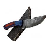 Damascus Steel Fixed Blade Knife w/ Sheath