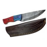Damascus Steel Fixed Blade Knife w/ Sheath