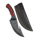 Damascus Steel Fixed Blade Knife w/ Sheath