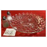 Vintage Fostoria American 12in footed cake plate.