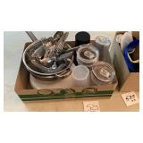 Plastic ware, silver ware, copper pot, dinner