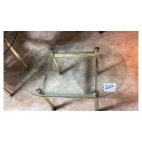 32 x 19 oblong end table glass top brass table