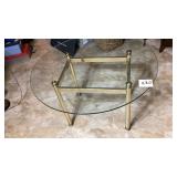 36 inch glass top brass table 21 1/2 inches tall