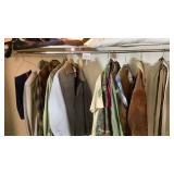 Contents of closet, Army trenchcoat, jackets,