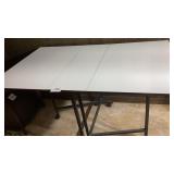 Dropleaf table with rollers, 59 x 36 x 35" high