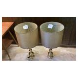 Two matching vintage brass lamps