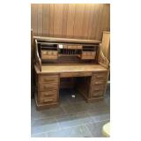 Solid oak roll top 20 drawer desk 60x33x51" tall