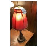 Antique lamp 27" tall , with monkey Man
