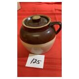 Antique #2 Crock with Lid (bean pot) approx 6.5