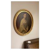Oval 32 x 27 wooden frame, painting