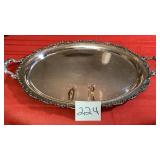 Large Vintage Oval Silver Plate Tray with