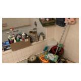 Mop, bucket, vintage scales, Bath and Bodyworks
