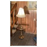 Brass floor lamp with glass table 54" tall