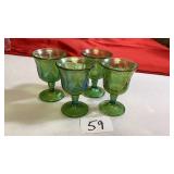 Set of four Indiana Glass Harvest Carnival Green