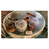 Ice scoop, ceramic jars with lids , misc decor