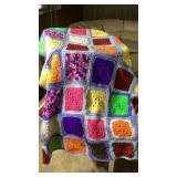 Crochet throw blanket, blue jeans, 33 x 32 long ,