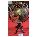 Metal Globe with Abstract Copper Continents