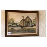 Matted & framed rustic art measures 20.5 x 26.5