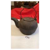 Antique cast iron kettle. Approximately 12in tall