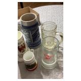 Five beer steins/mugs