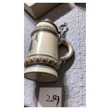 Beer stein late 1800s, ceramic with pewter Lid