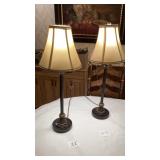 Two matching lamps 30 inches tall, one of the t