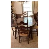 Dining room table 72 x 48" with six chairs, two