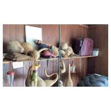 Paper sacks, gourds, Samsonite suit case , bird