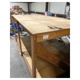 Large Wooden Workbench With Shelf