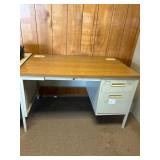 Metal Desk with Wooden Top and Storage