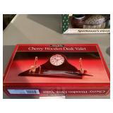 Cherry Wooden Desk Valet With Clock