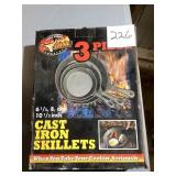 3-Piece Cast Iron Skillet Set in Box